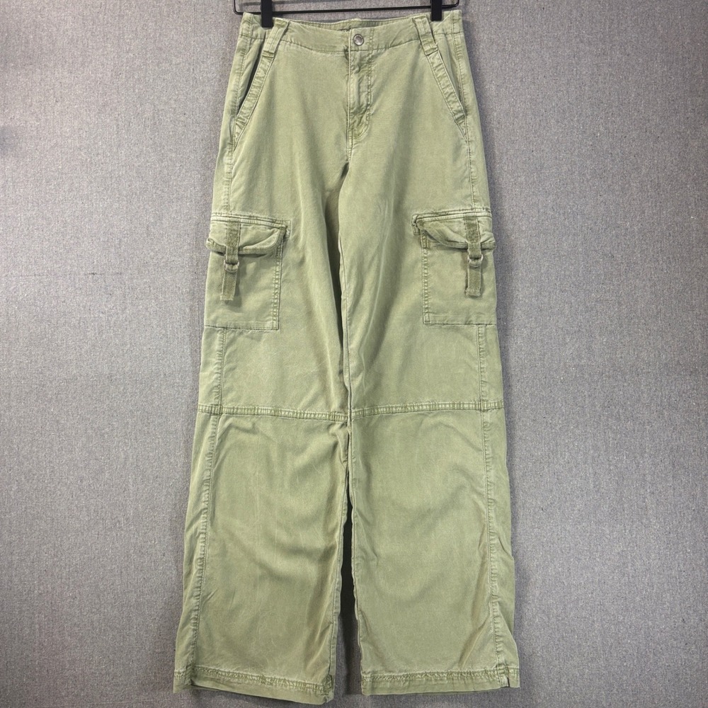American Eagle High Rise Baggy Wide Leg Cargo Pants Sage Green SZ 0 Y2K Gorpcore